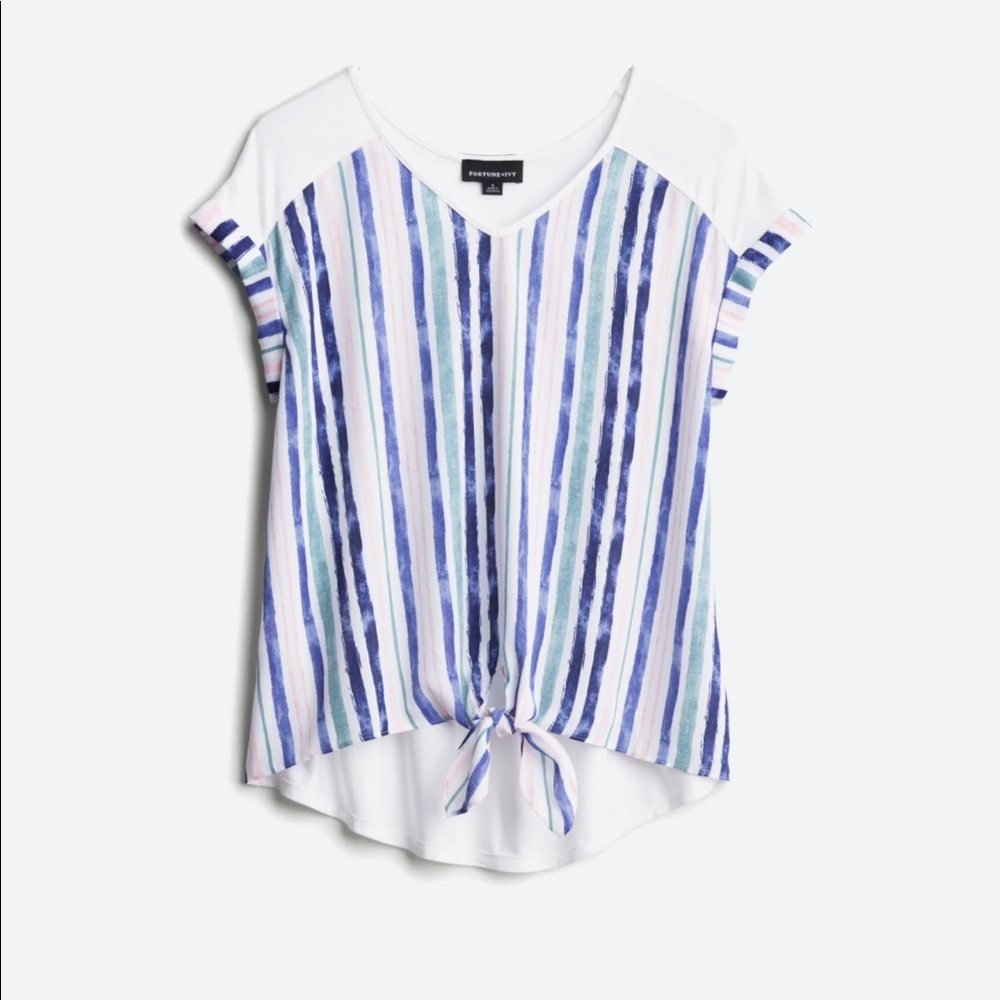 Striped Tie front Tee